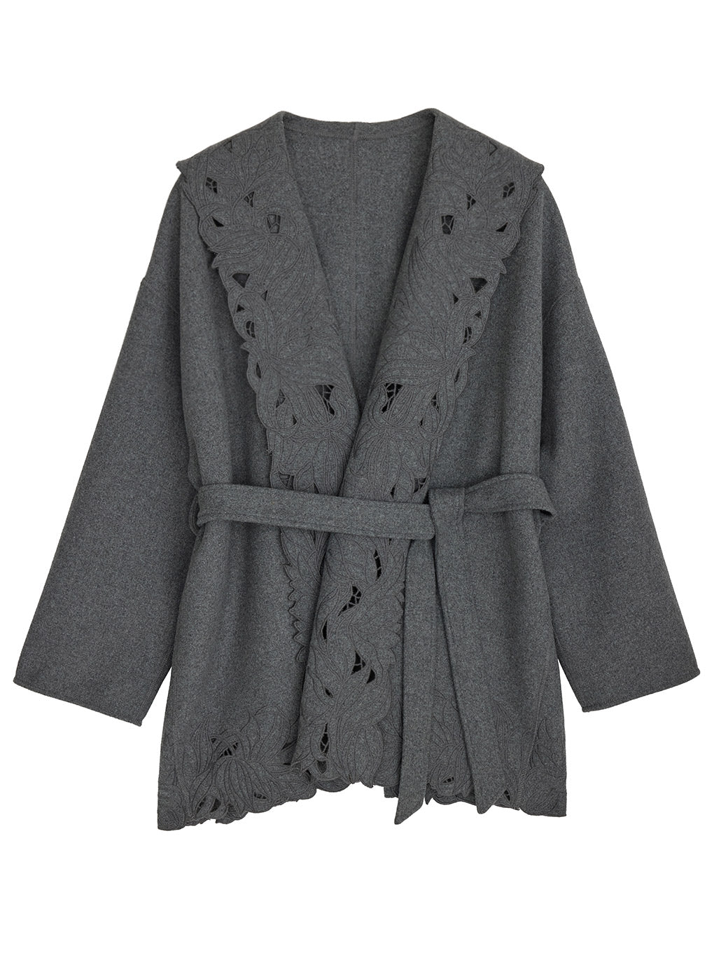 WOOL EMBROIDERY GOWN COAT