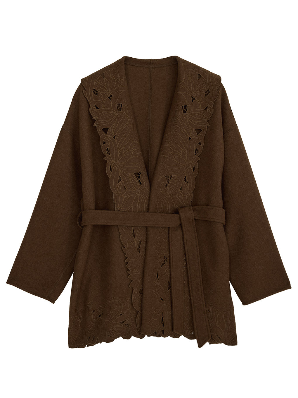 WOOL EMBROIDERY GOWN COAT