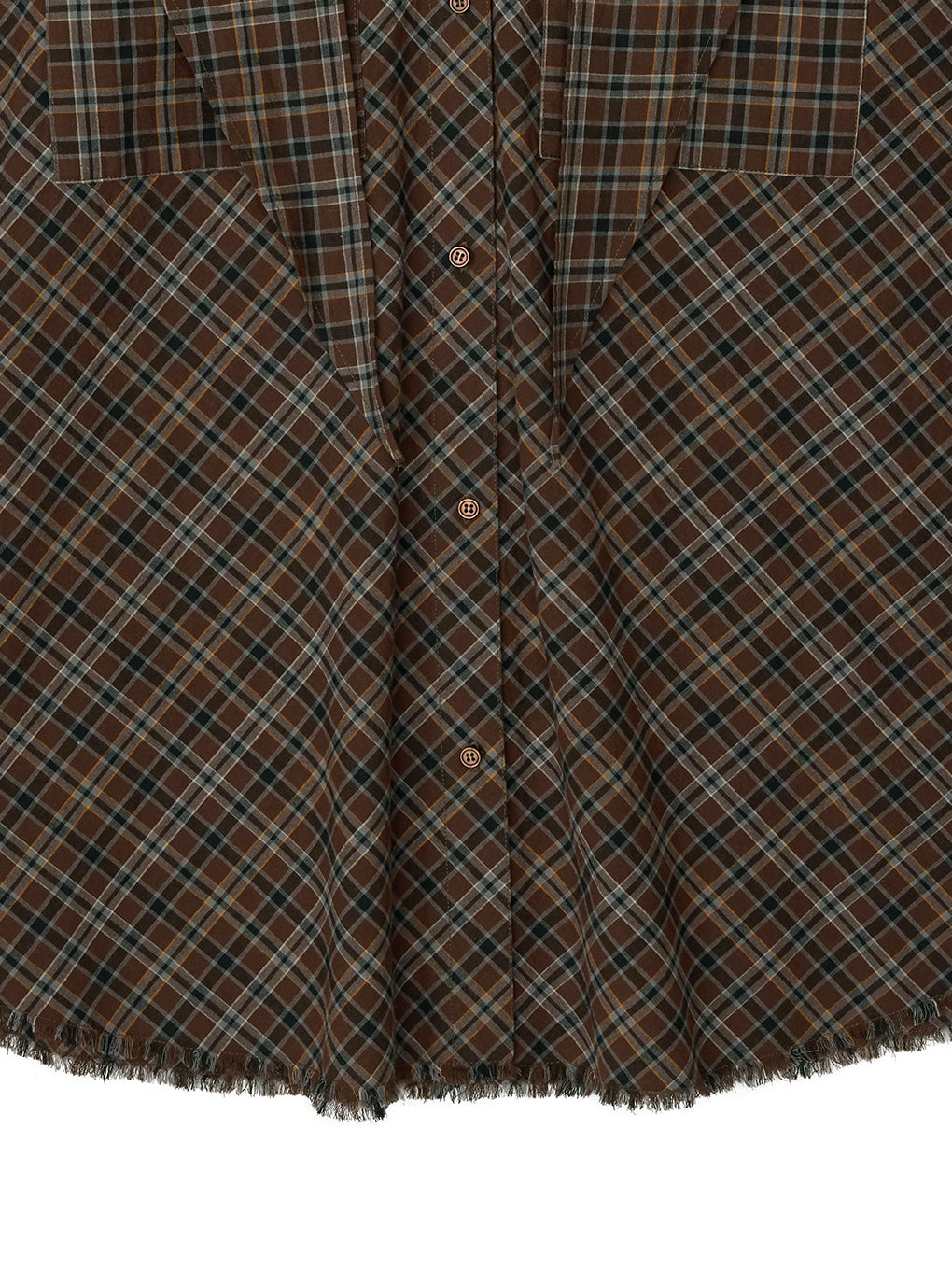 CHECK SCARF SET FRINGE SHIRT