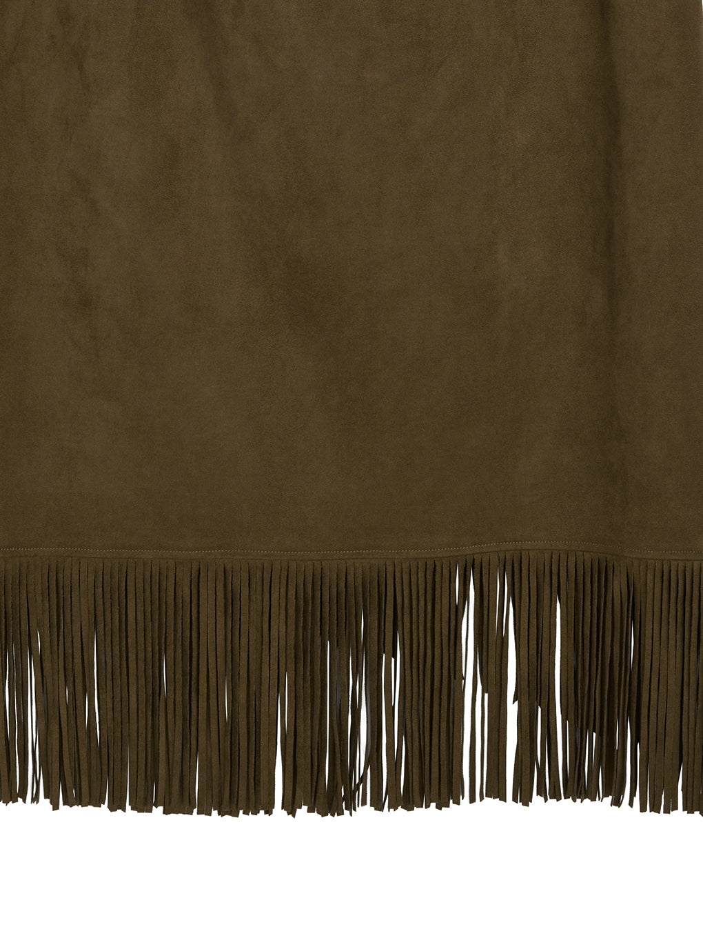 SUEDE FRINGE WRAP SKIRT