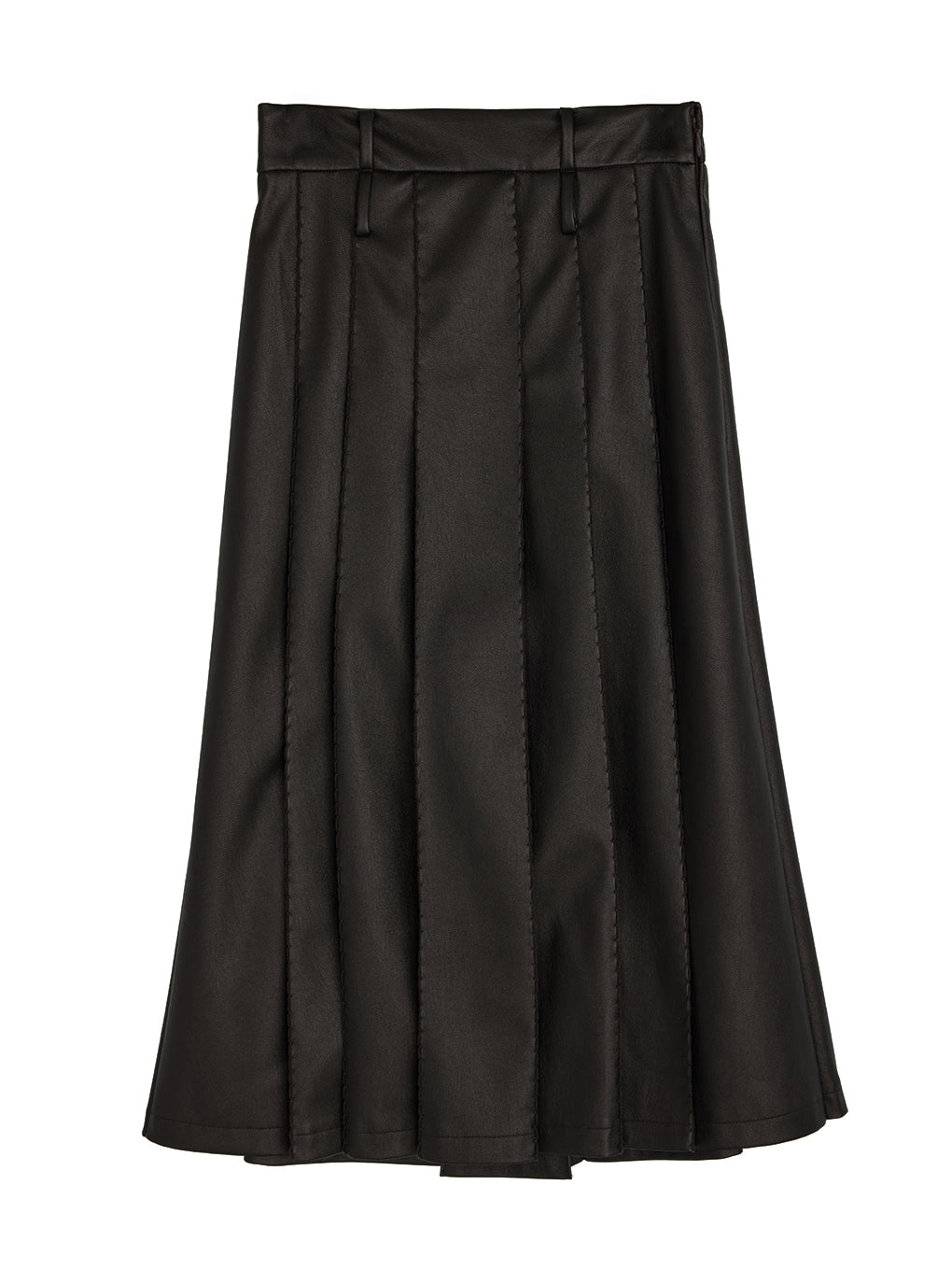 PLEATS MEDIUM SYNTHETIC LEATHER SKIRT