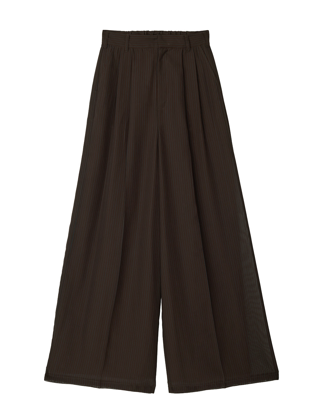 SHEER STRIPE TUCK PANTS