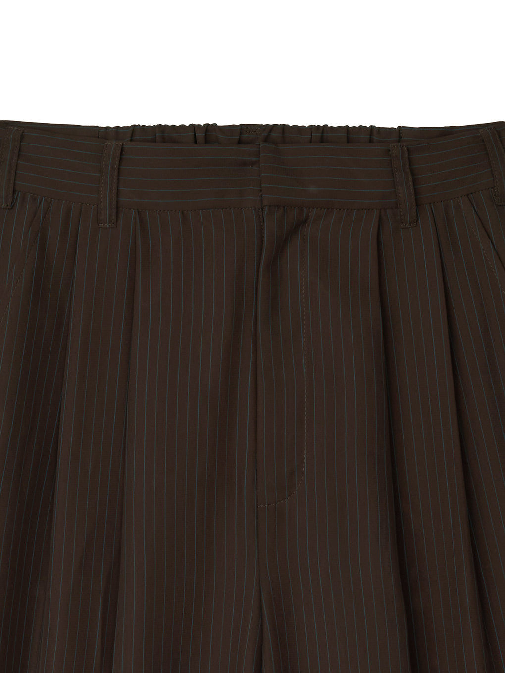 SHEER STRIPE TUCK PANTS