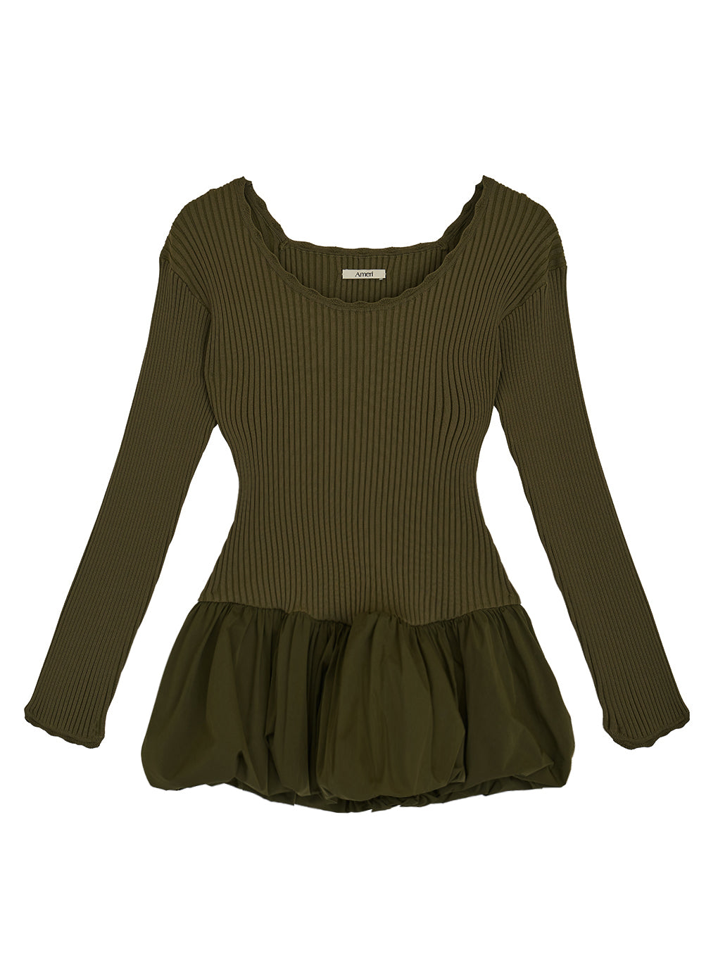 BALLOON HEM DOCKING KNIT TOP