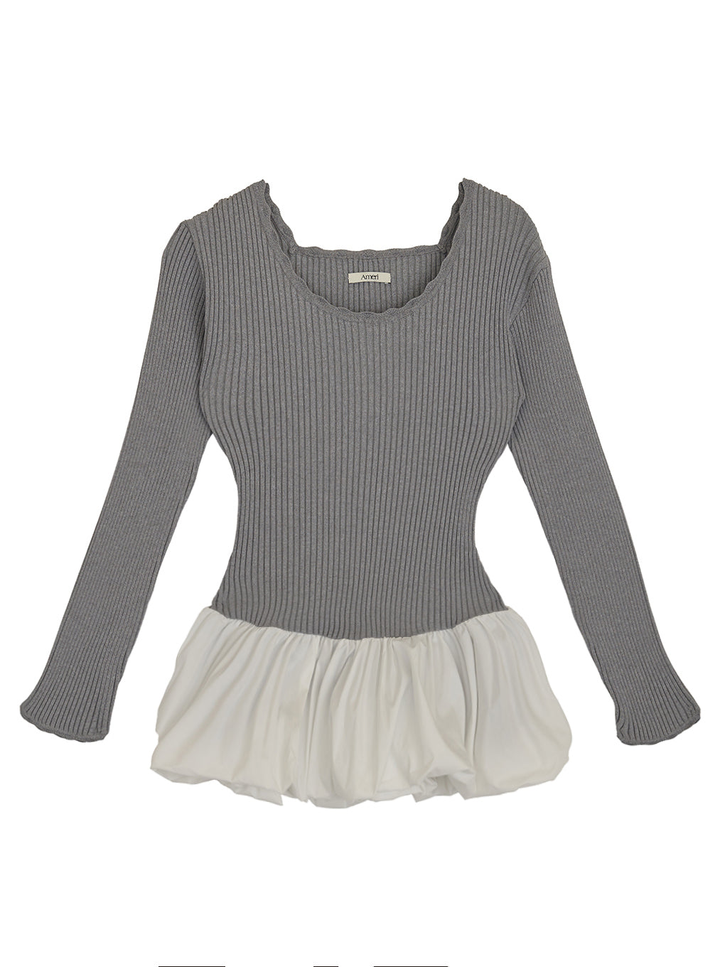 BALLOON HEM DOCKING KNIT TOP
