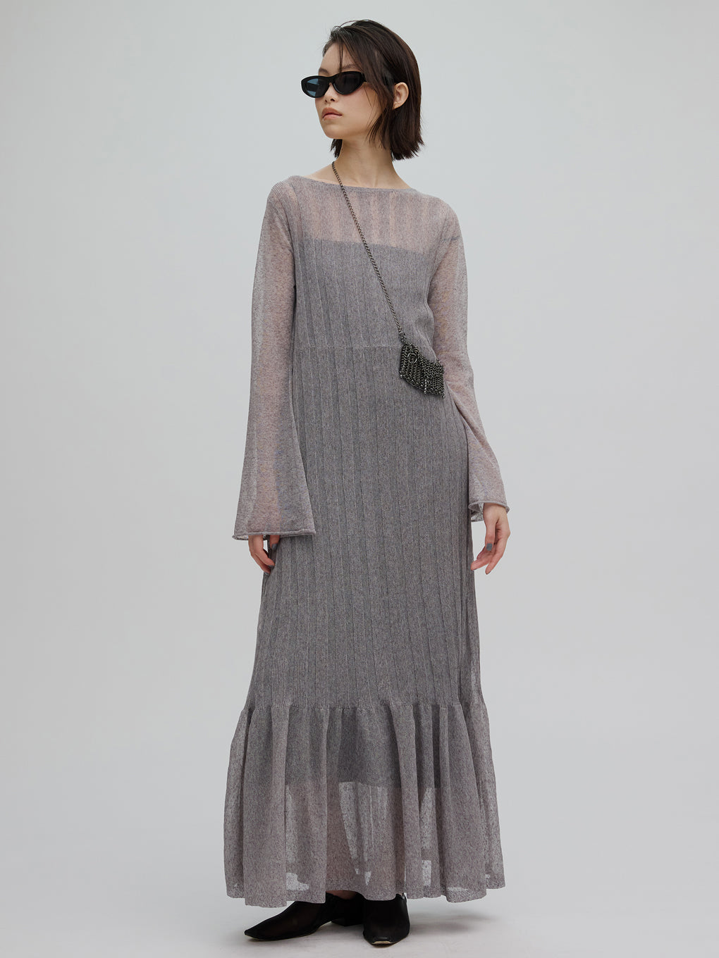 HEM FRILL WIDE RIB KNIT DRESS