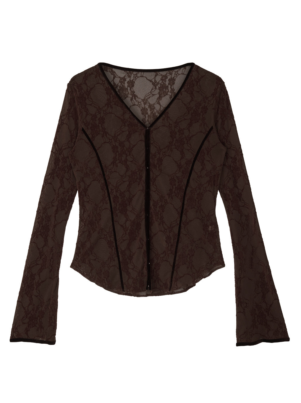 SHEER FLOCKY ROUND HEM TOPS