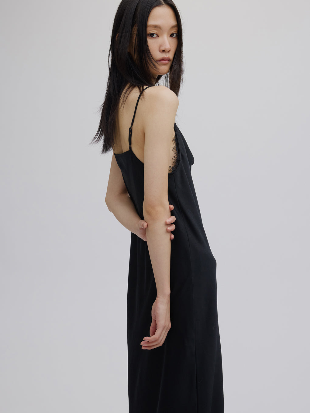 SHEER LAYERED SATIN DRESS