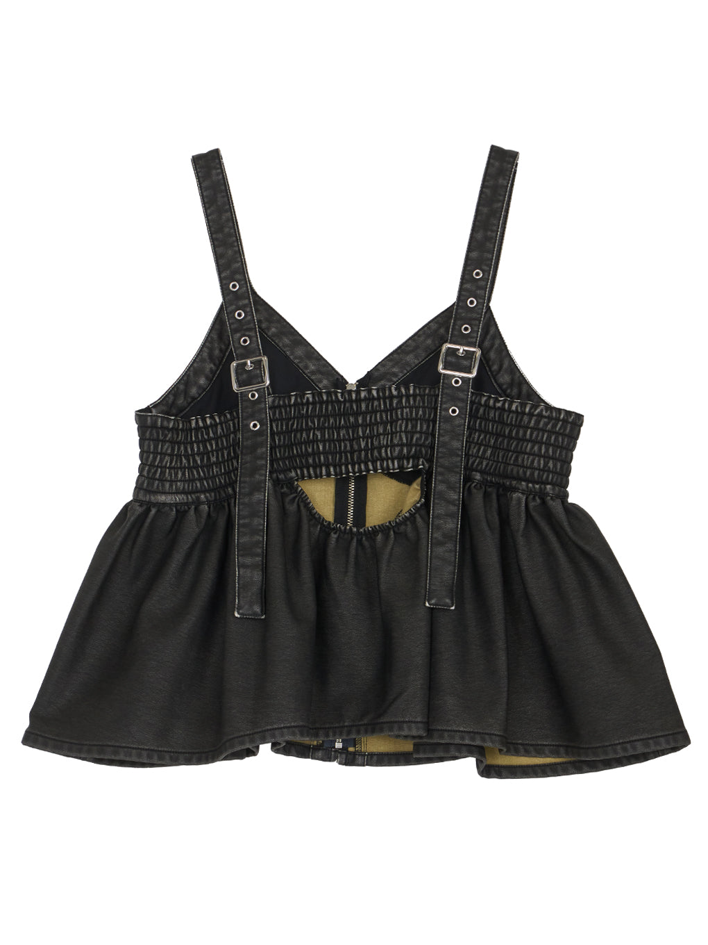 GRUNGE SYNTHETIC LEATHER PEPLUM BUSTIER