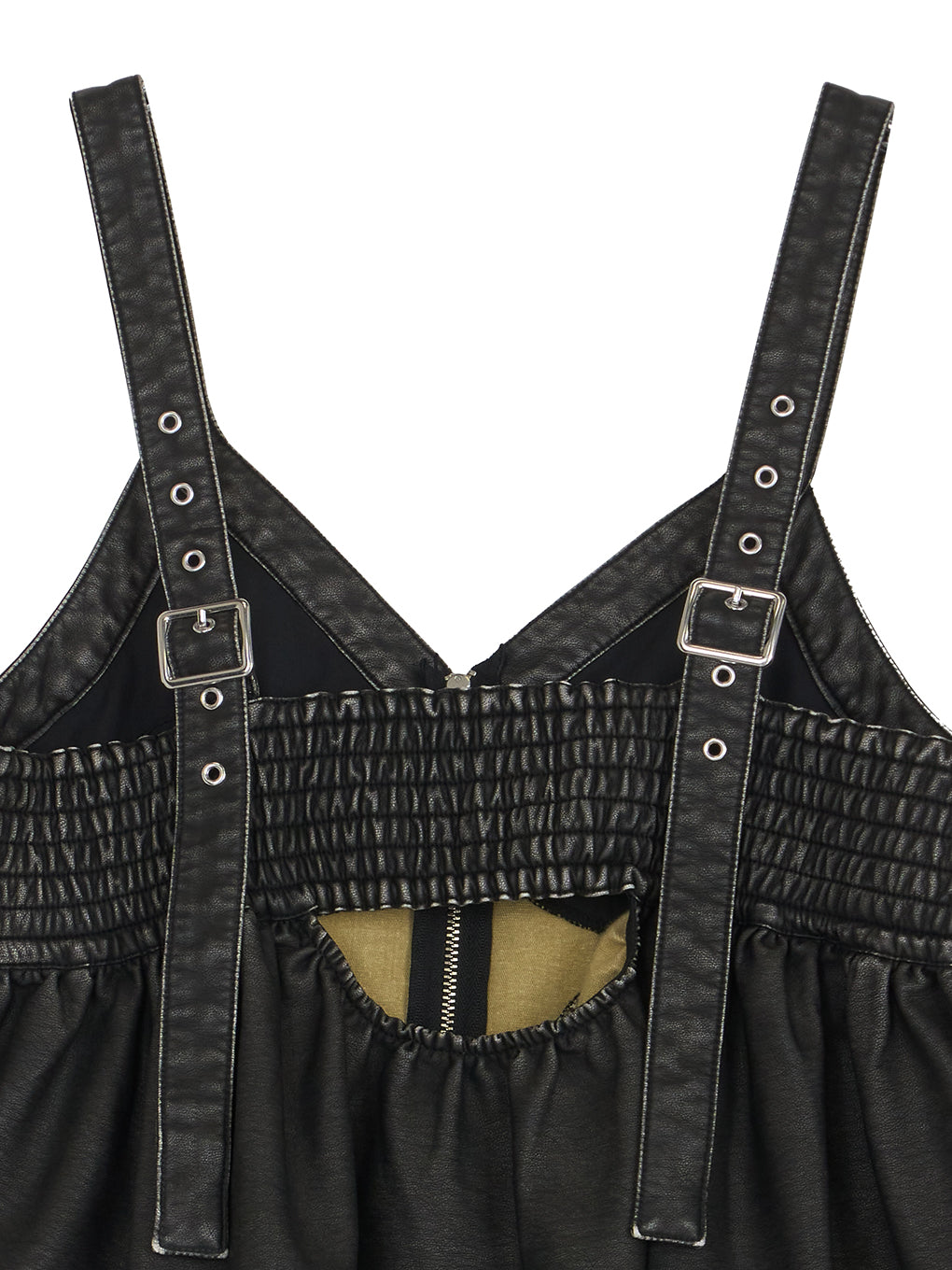 GRUNGE SYNTHETIC LEATHER PEPLUM BUSTIER