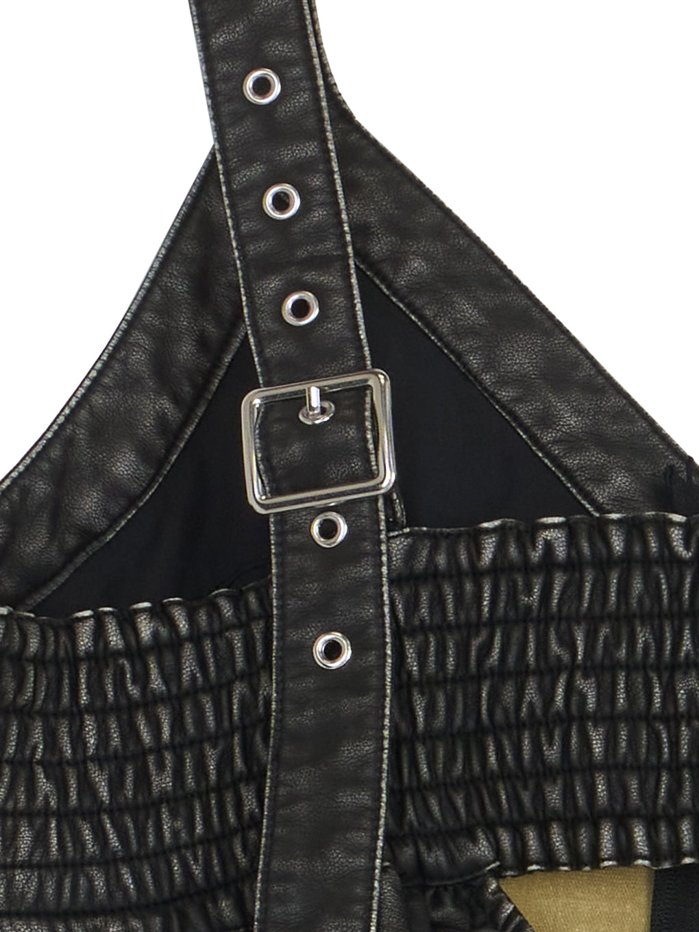 GRUNGE SYNTHETIC LEATHER PEPLUM BUSTIER
