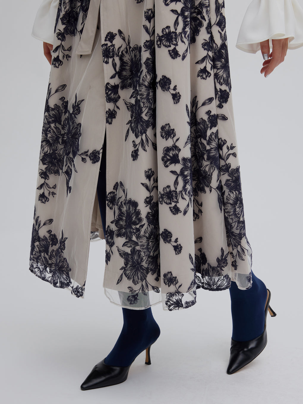 3WAY TULLE EMBROIDERY DOCKING TRENCH COAT