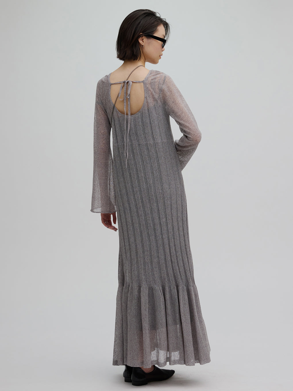 HEM FRILL WIDE RIB KNIT DRESS