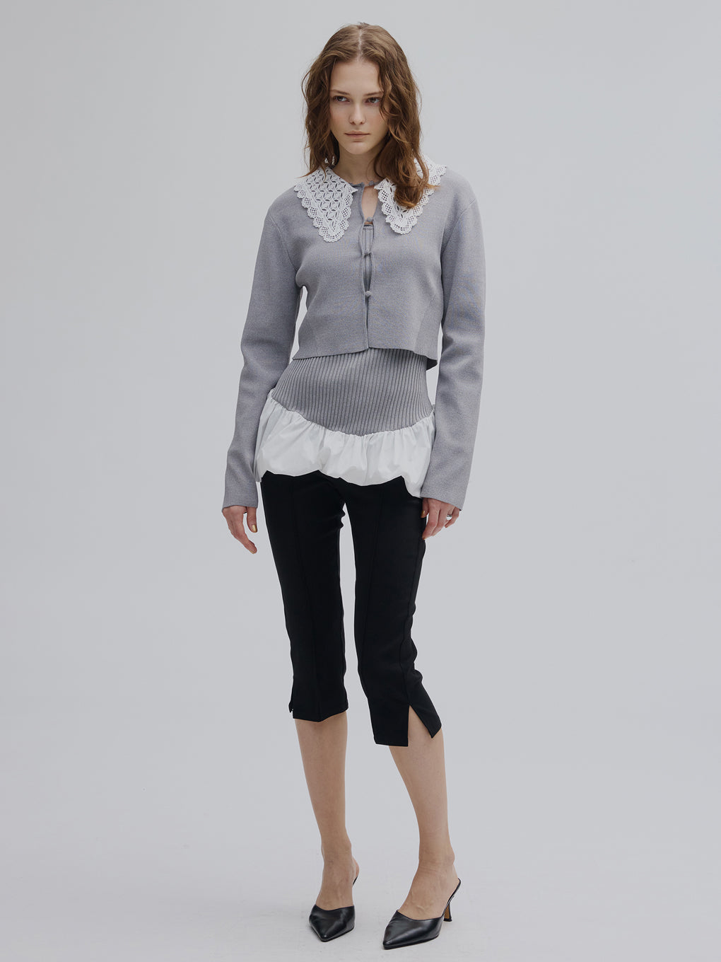 3WAY LACECOLLAR KNIT CARDIGAN