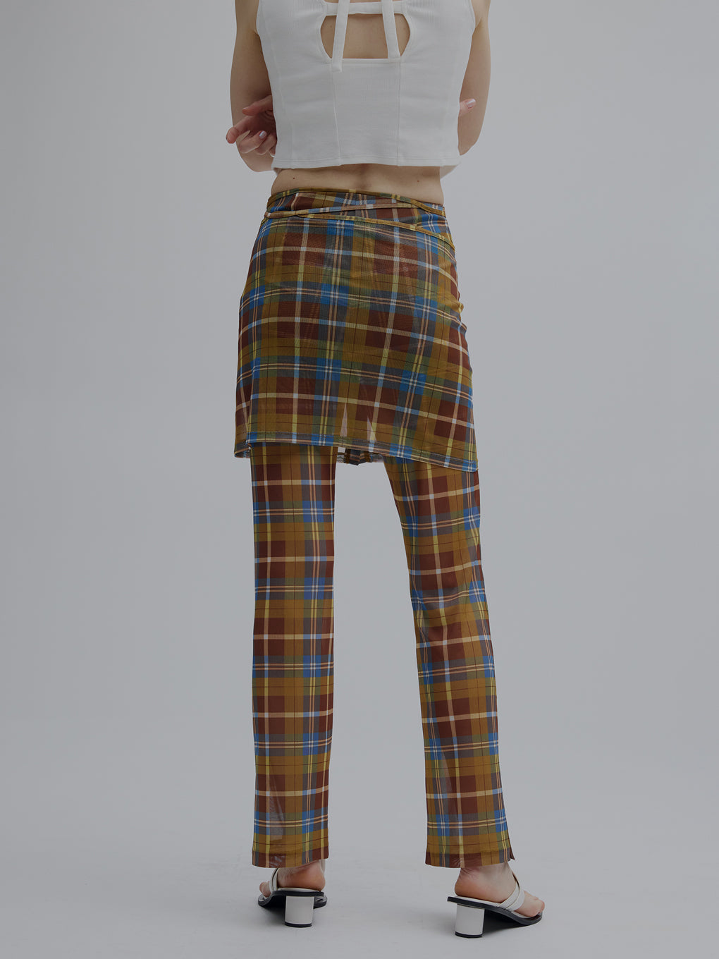 WRAP BELT SET CHECK PANTS