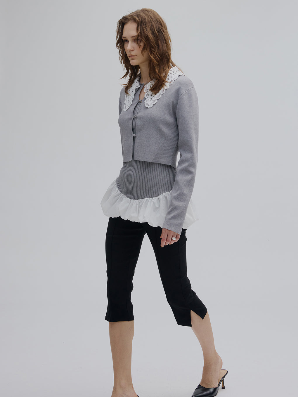 BALLOON HEM DOCKING KNIT TOP