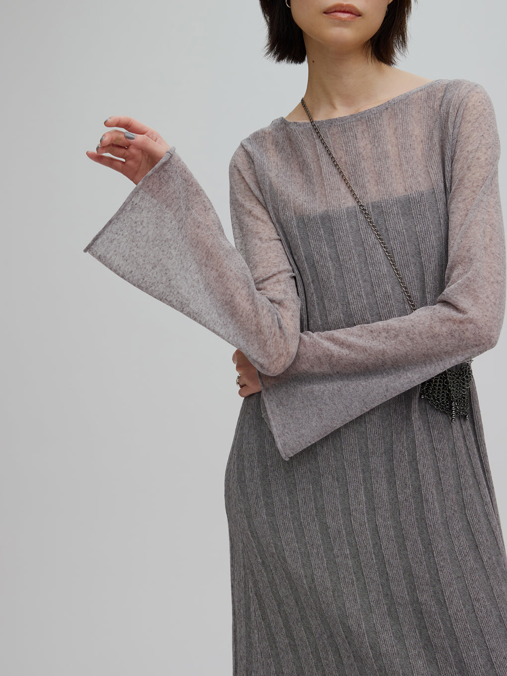 HEM FRILL WIDE RIB KNIT DRESS