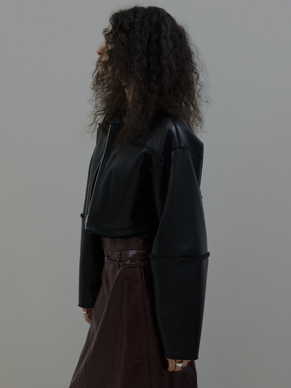 BOA COLLARLESS REVERSIBLE SHORT JACKET