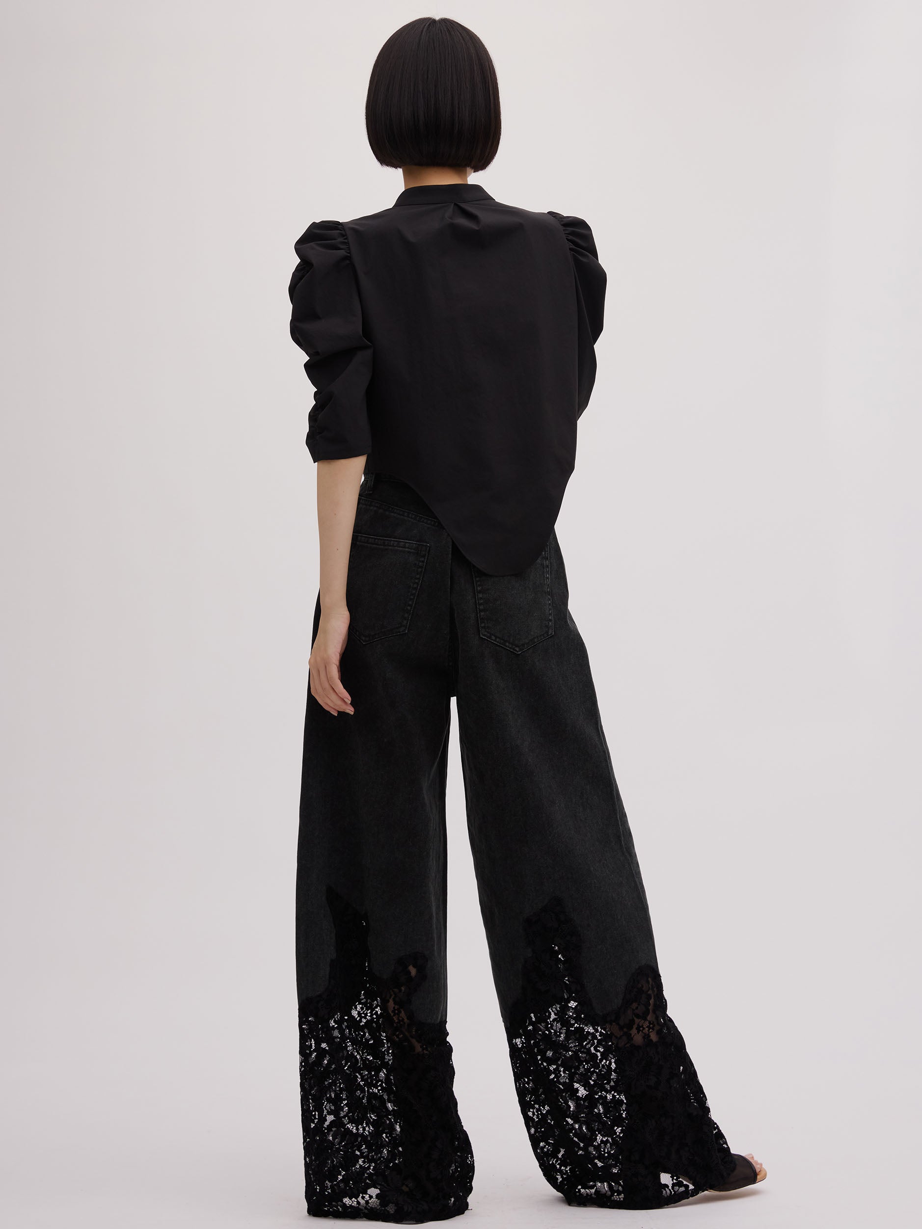 LACE DOCKING FADE DENIM PANTS