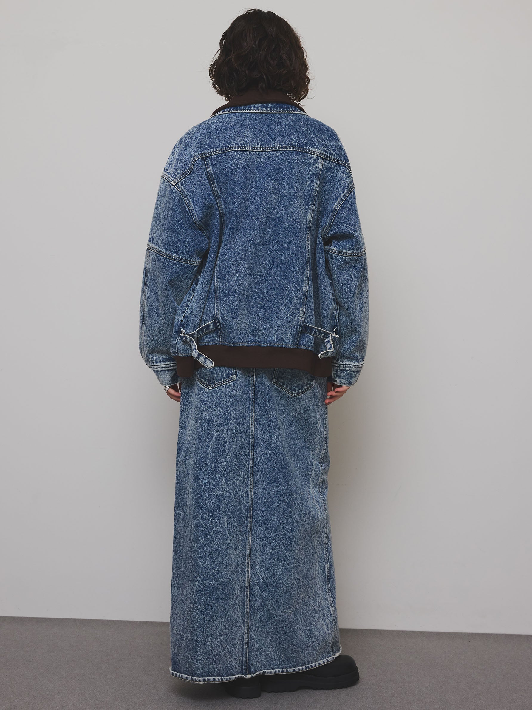 RIB MIX DENIM SKIRT