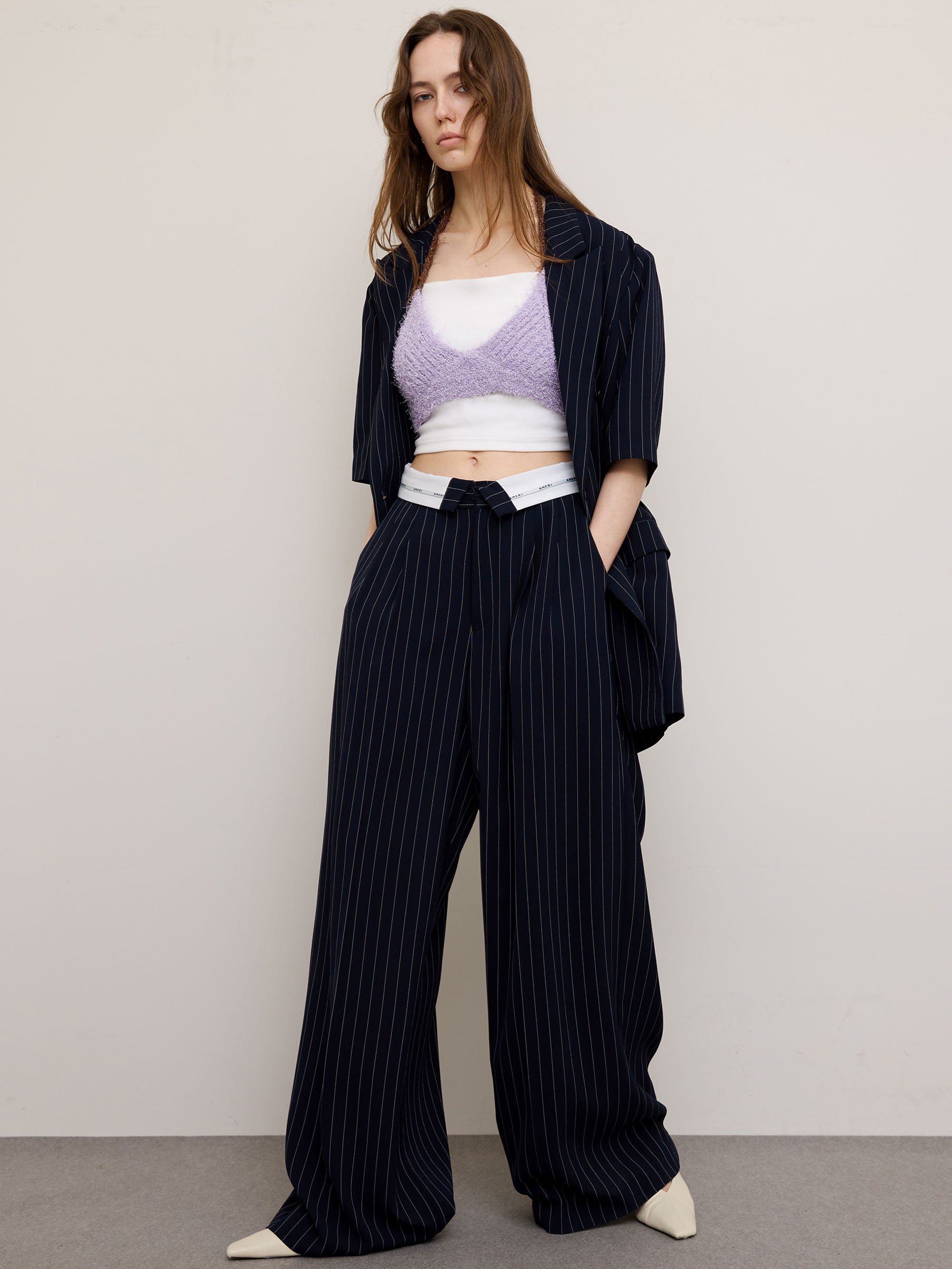 TURN BACK WAIST WIDE PANTS