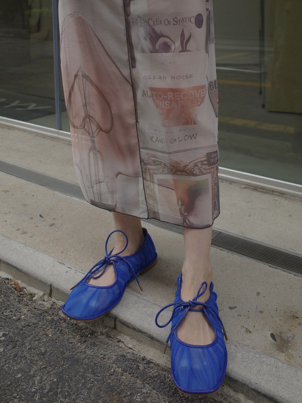 MESH RIBBON FLAT SHOES