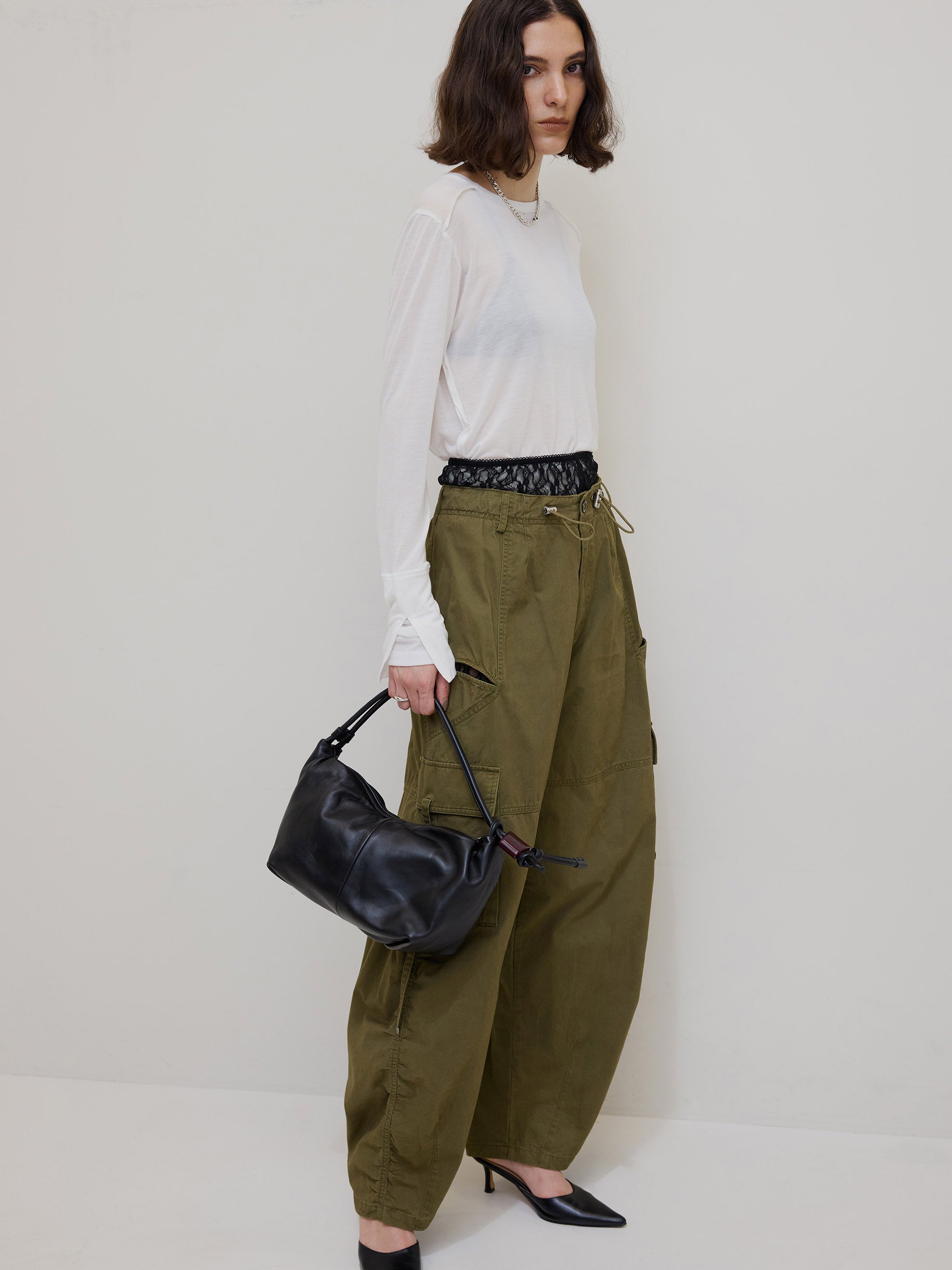 MILITARY SLIT LACE CARGO PANTS