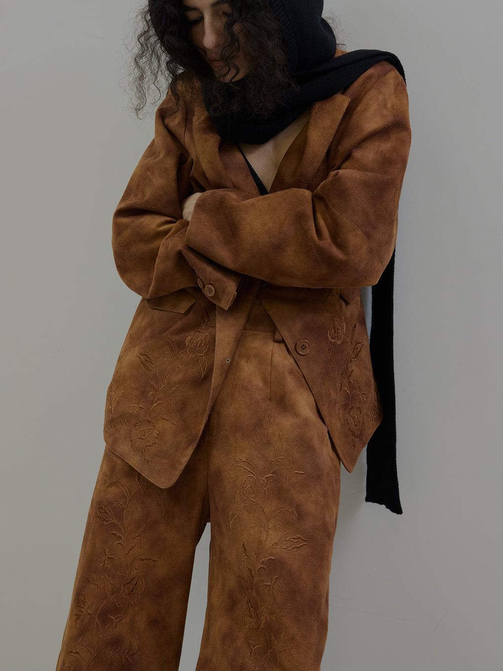 SYNTHETIC SUEDE EMBROIDERY JACKET