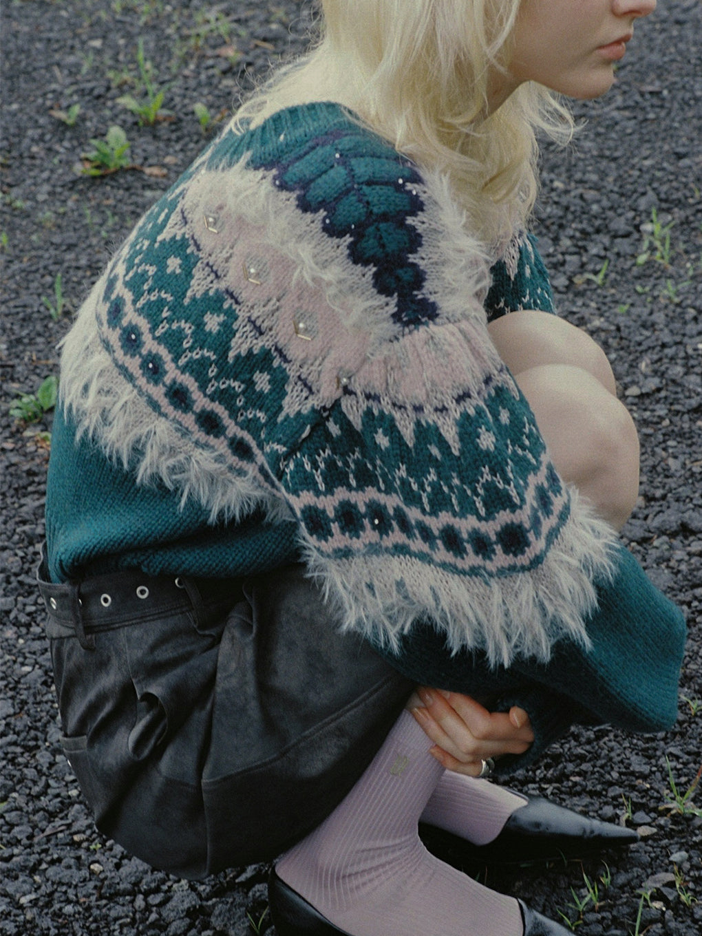 UND 2WAY LADY NORDIC KNIT CARDIGAN