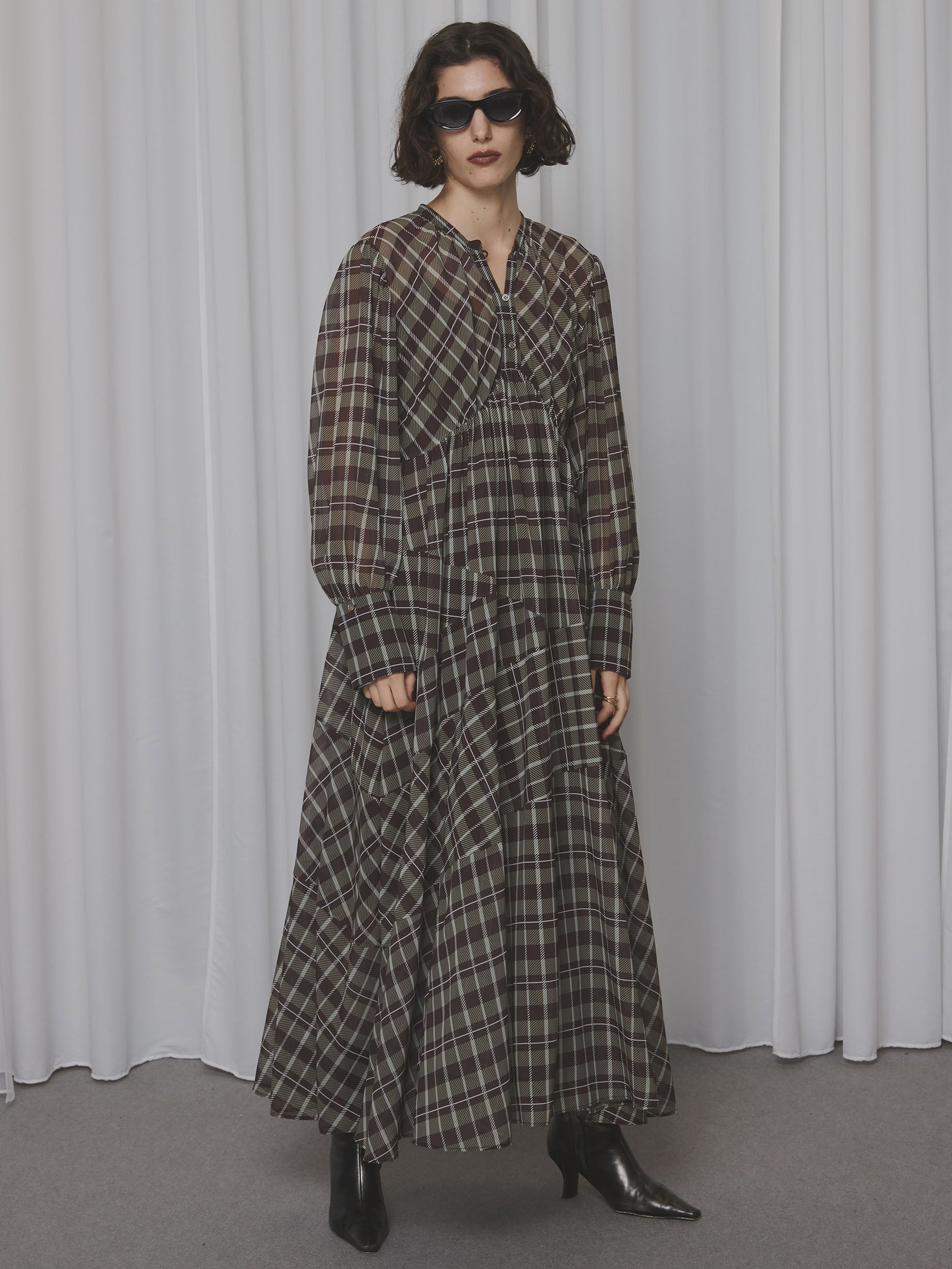 IRREGULAR PLAID PATTERN DRESS