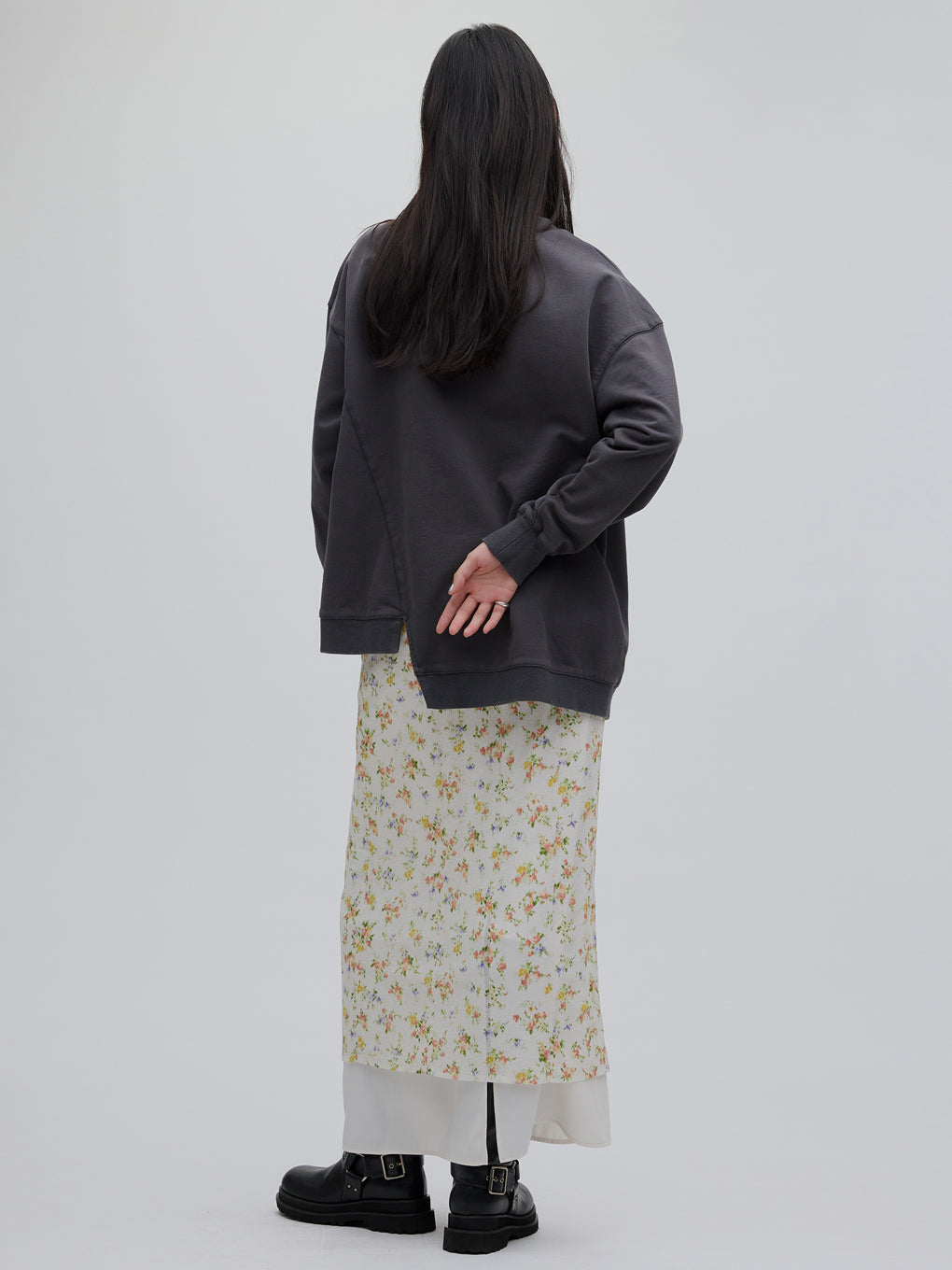 STRAIGHT SKIRT WITH SHEER RIB WAISTCLOTH