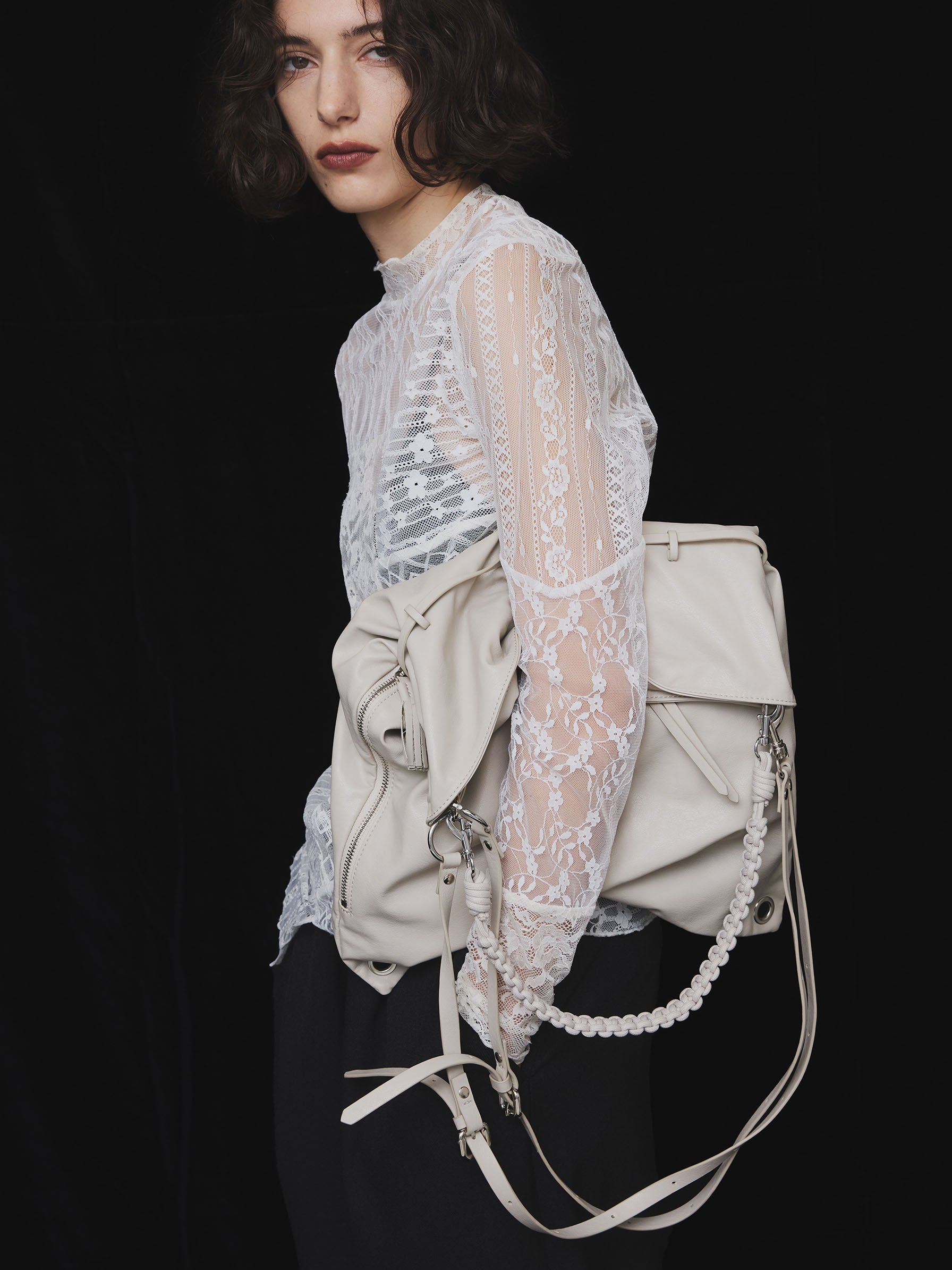 LACE PATCHWORK ASYMMETRY TOP