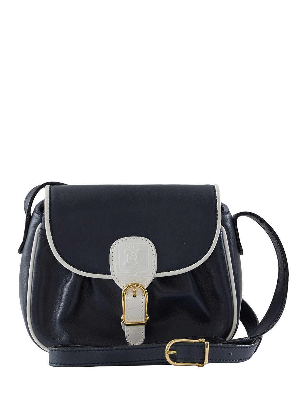 CELINE バイカラーレザーショルダーバッグ