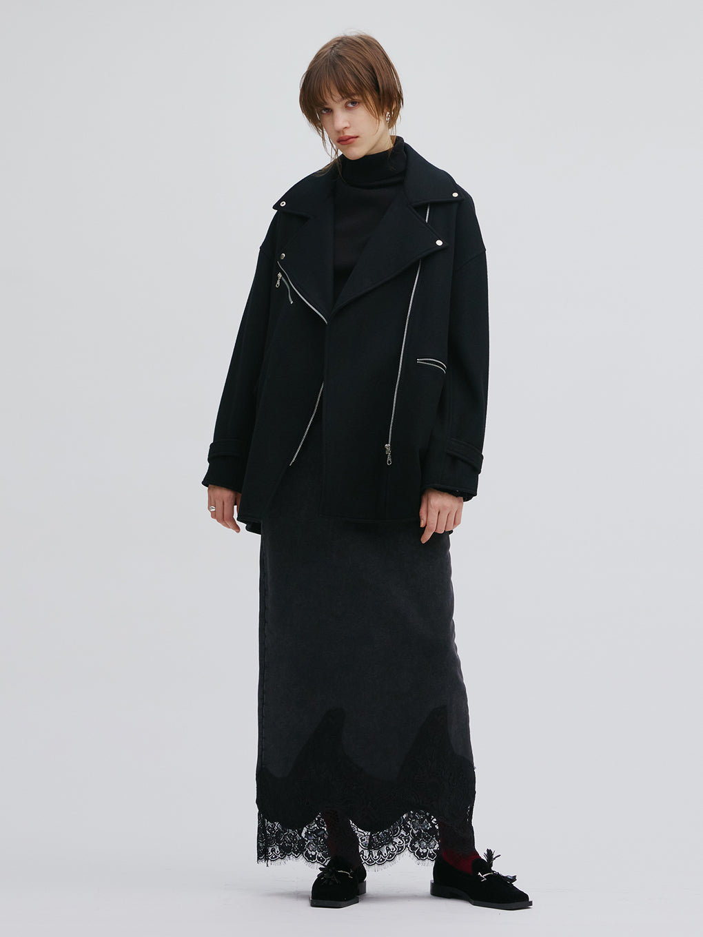 CHEMICAL OVERDYE LACE SWEAT SKIRT