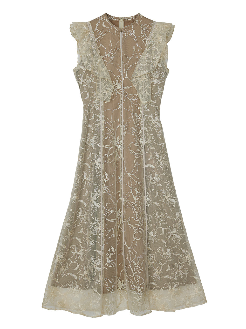GLITTER LACE DRAPE FRILL DRESS
