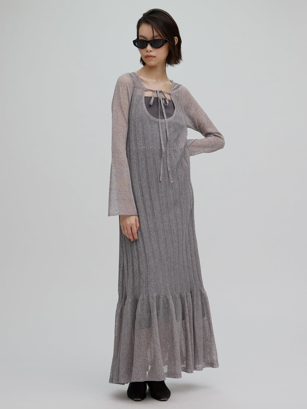 HEM FRILL WIDE RIB KNIT DRESS