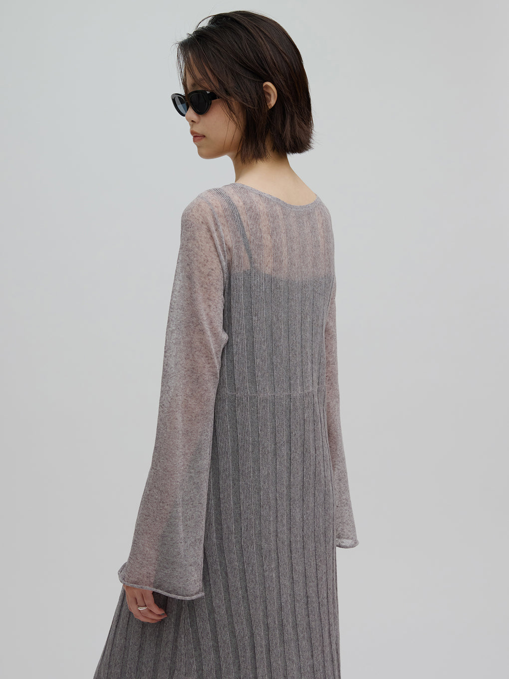 HEM FRILL WIDE RIB KNIT DRESS