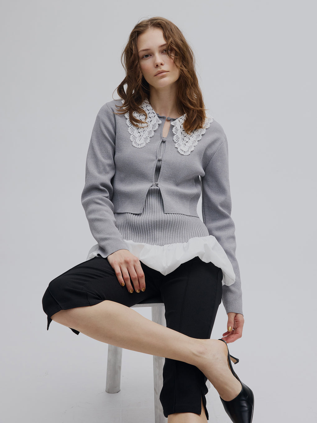 BALLOON HEM DOCKING KNIT TOP
