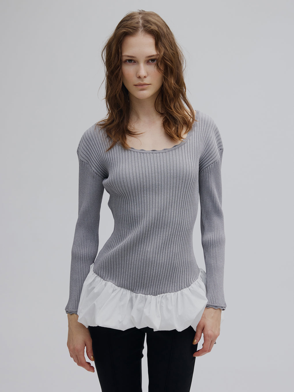 BALLOON HEM DOCKING KNIT TOP