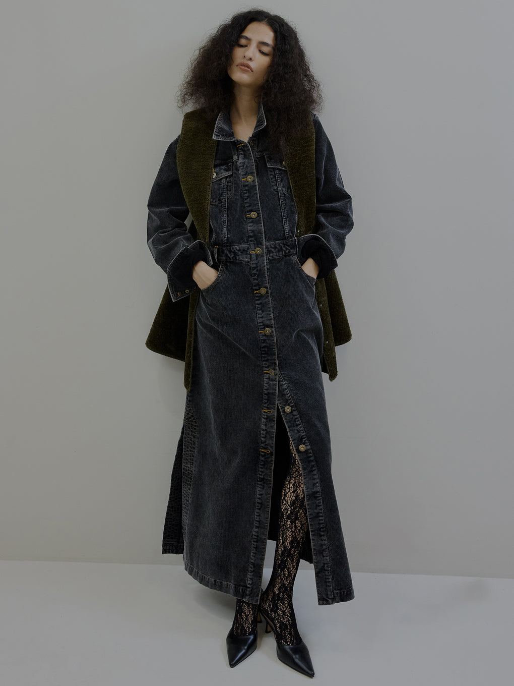 I LINE CORDUROY SHIRT DRESS