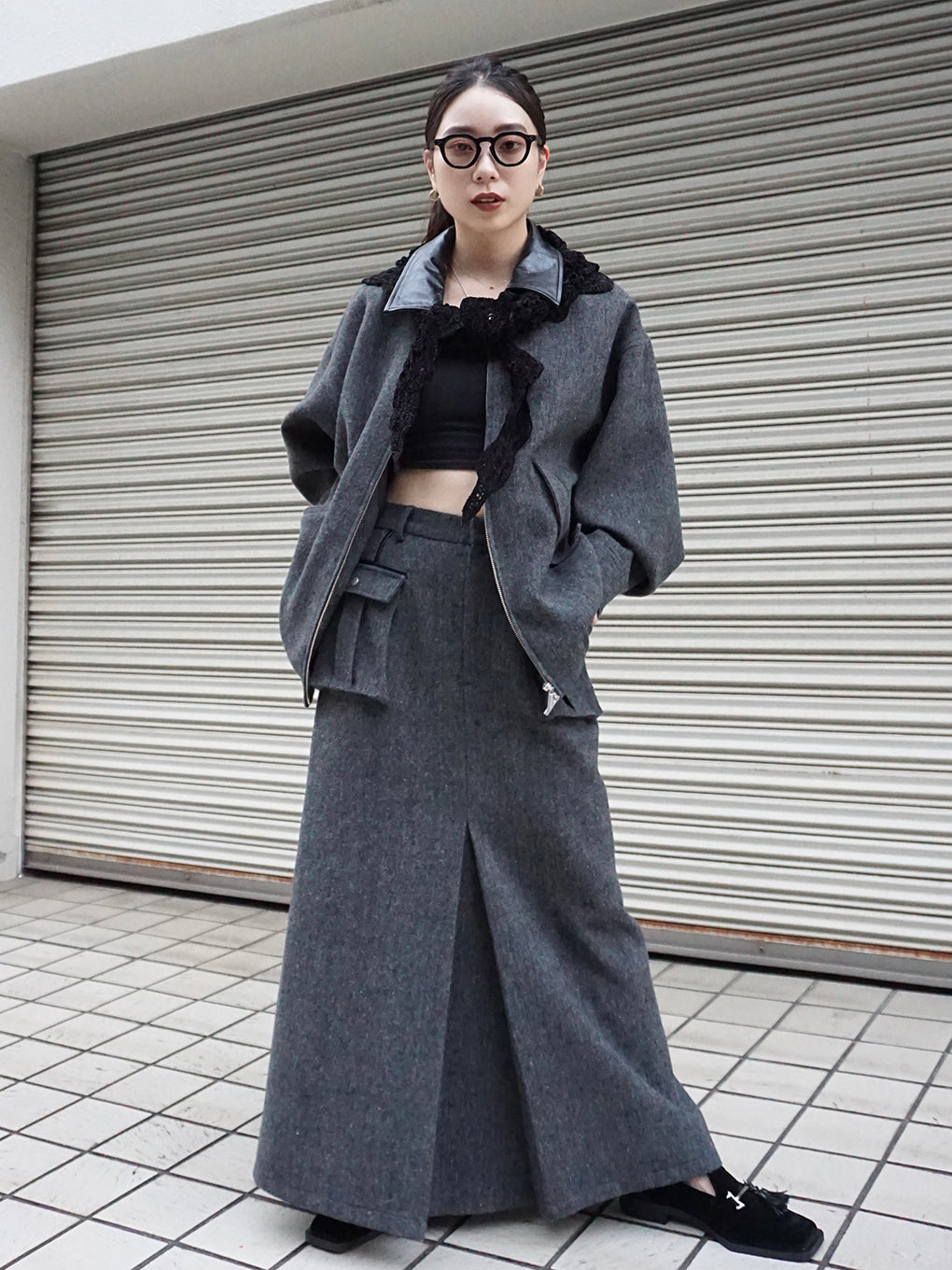 UND TWEED WORK DETAIL SKIRT
