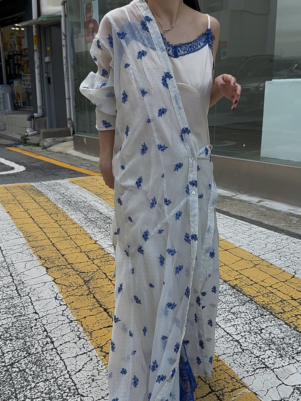 DOT FLOWER VEIL DRESS