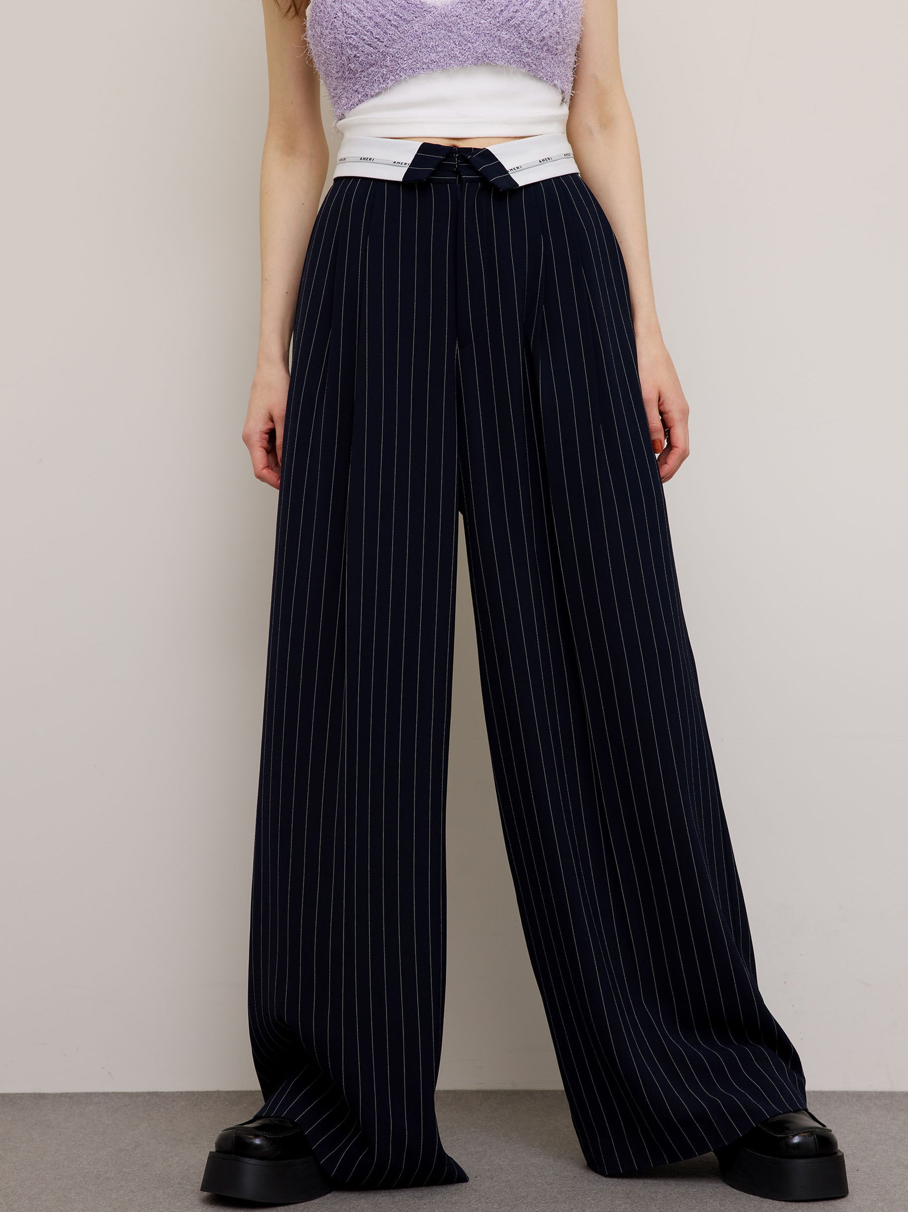 TURN BACK WAIST WIDE PANTS