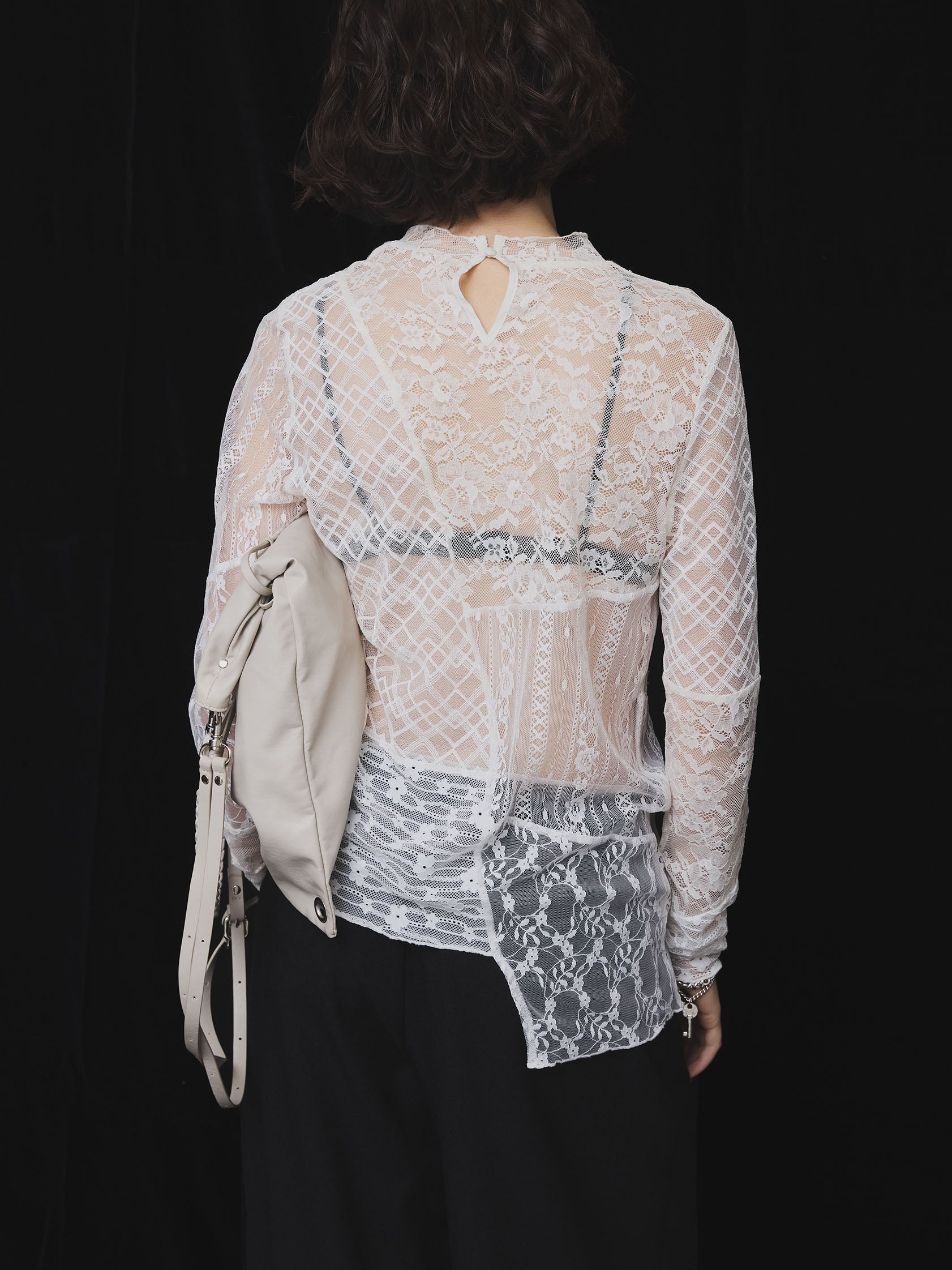 LACE PATCHWORK ASYMMETRY TOP