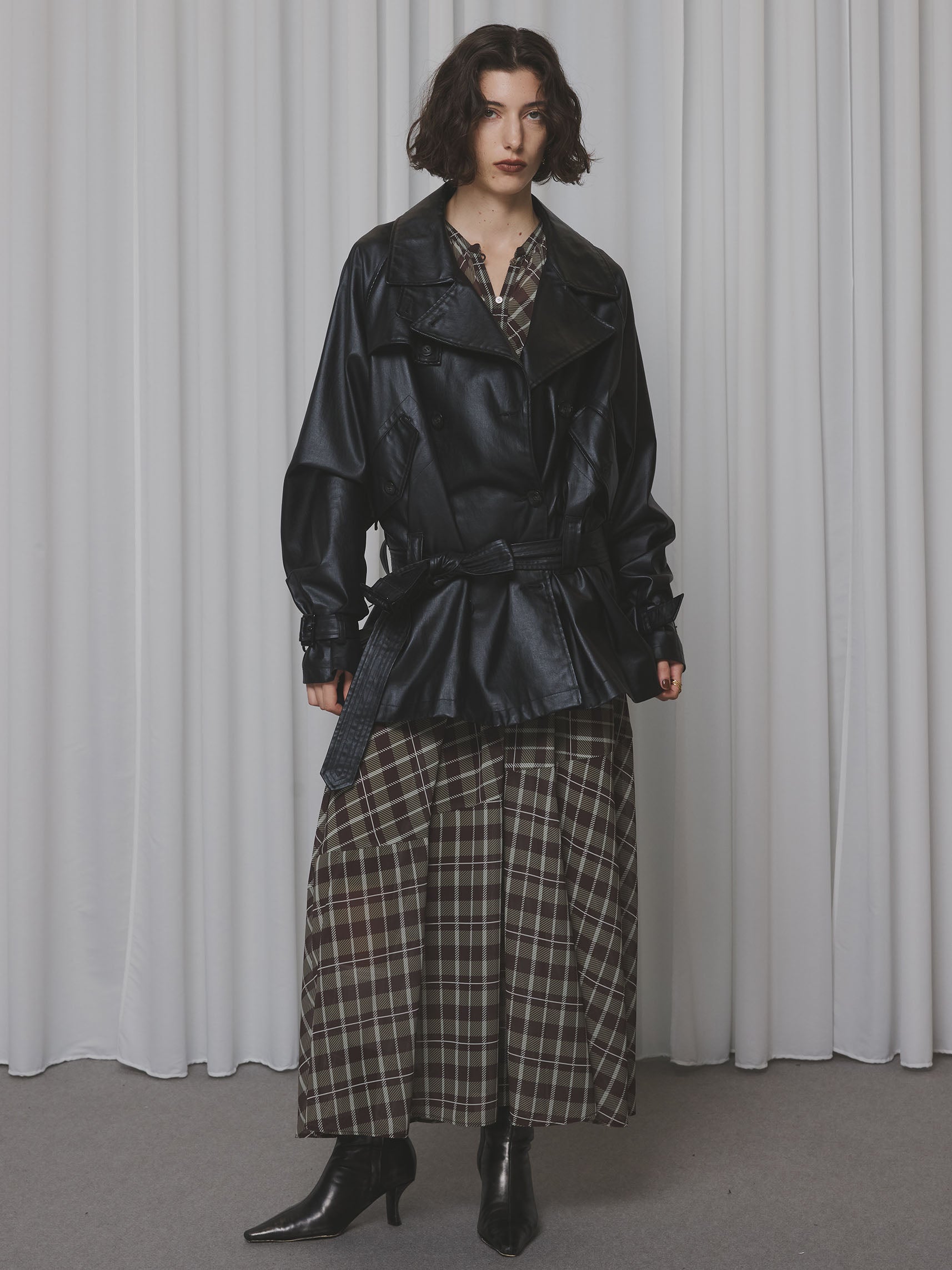 IRREGULAR PLAID PATTERN DRESS