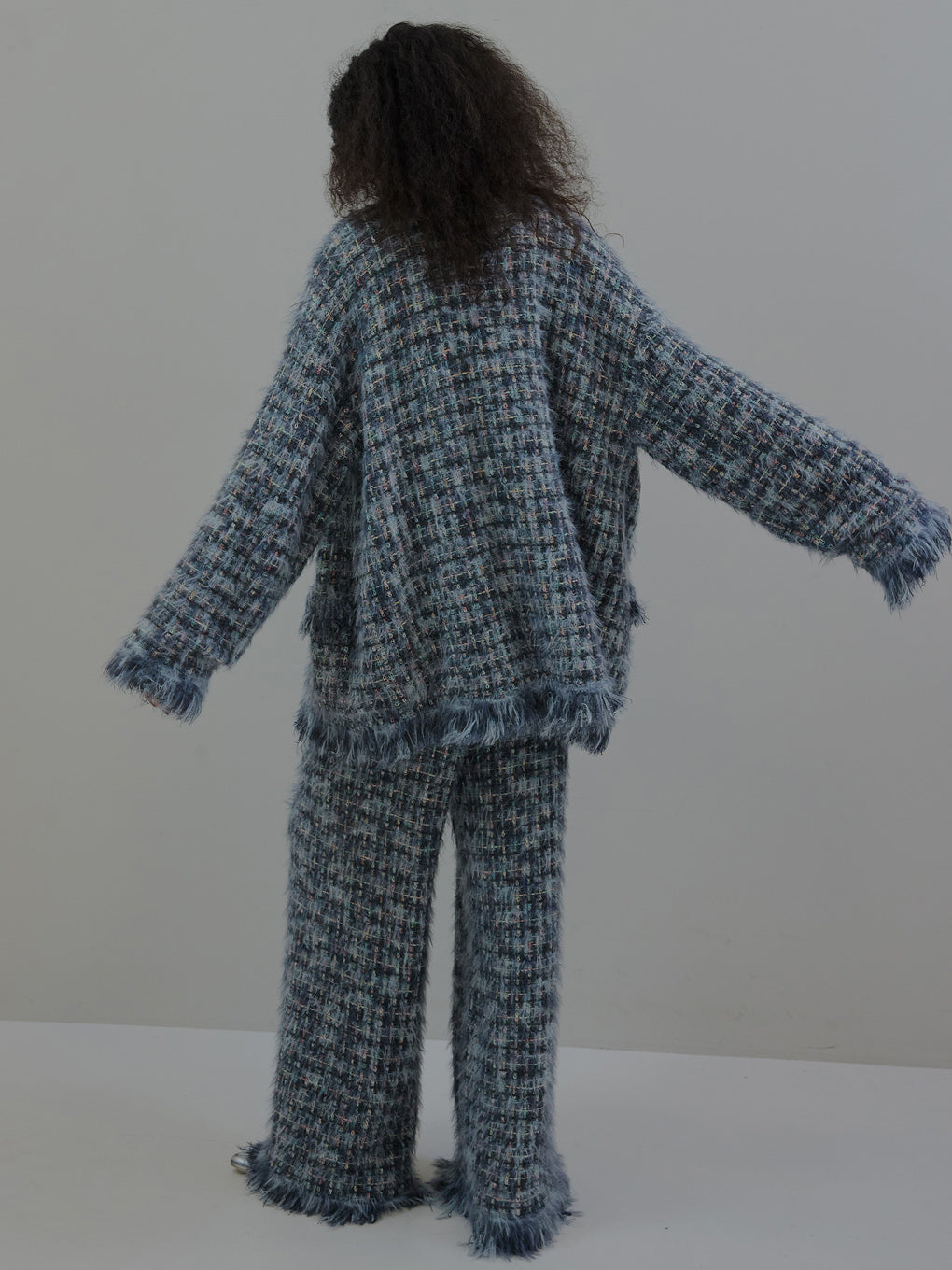 TWEED FRINGE KNIT CARDIGAN