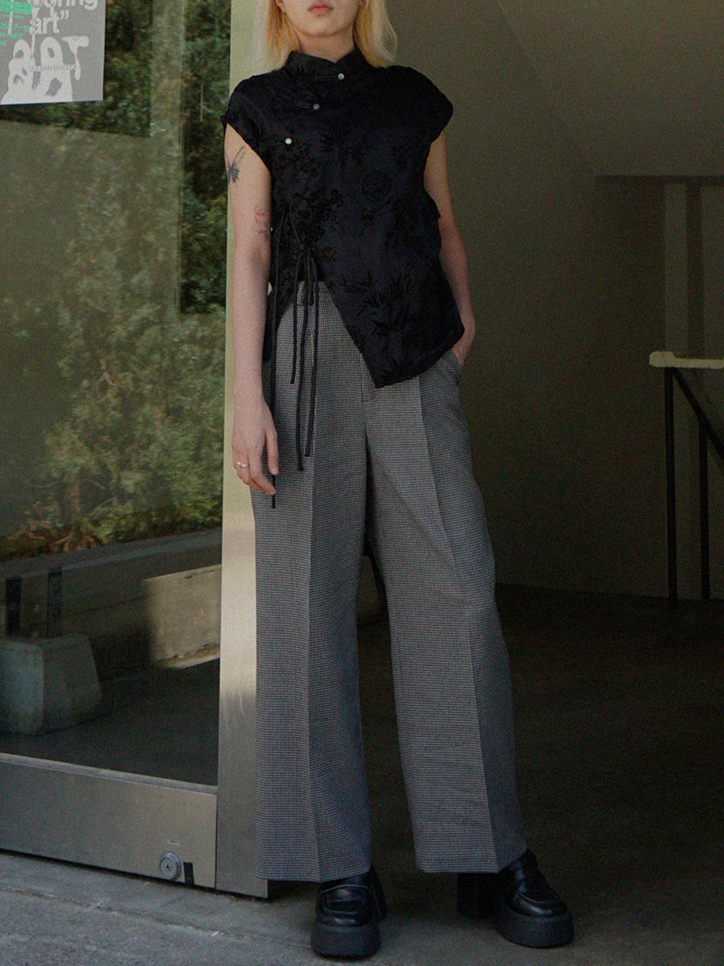 BONBOM×Ameri HOUNDSTOOTH STRAIGHT PANTS