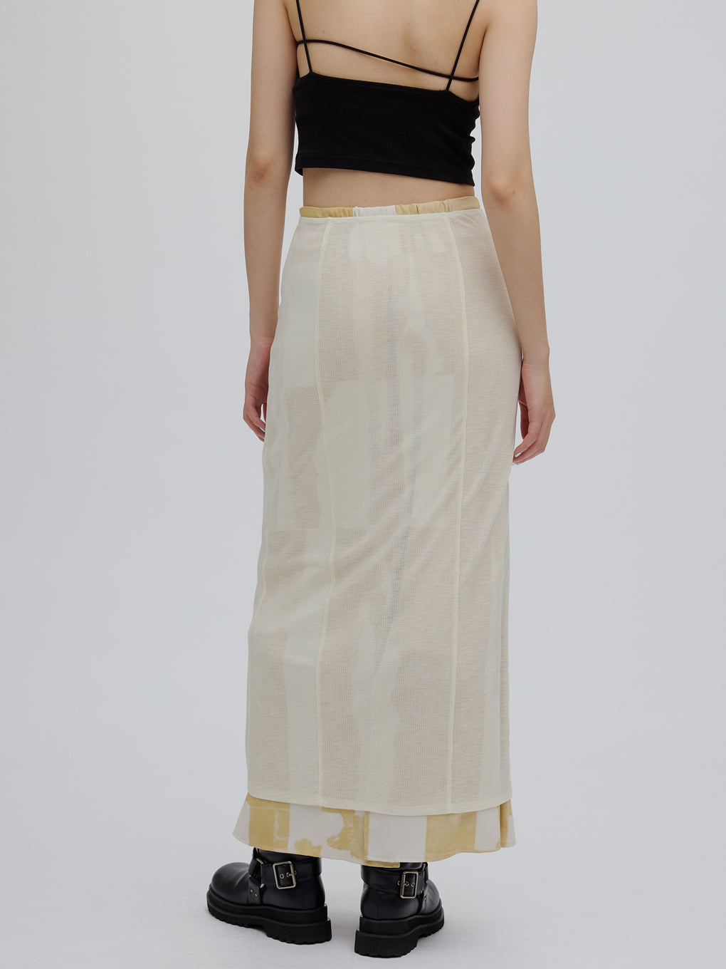 STRAIGHT SKIRT WITH SHEER RIB WAISTCLOTH