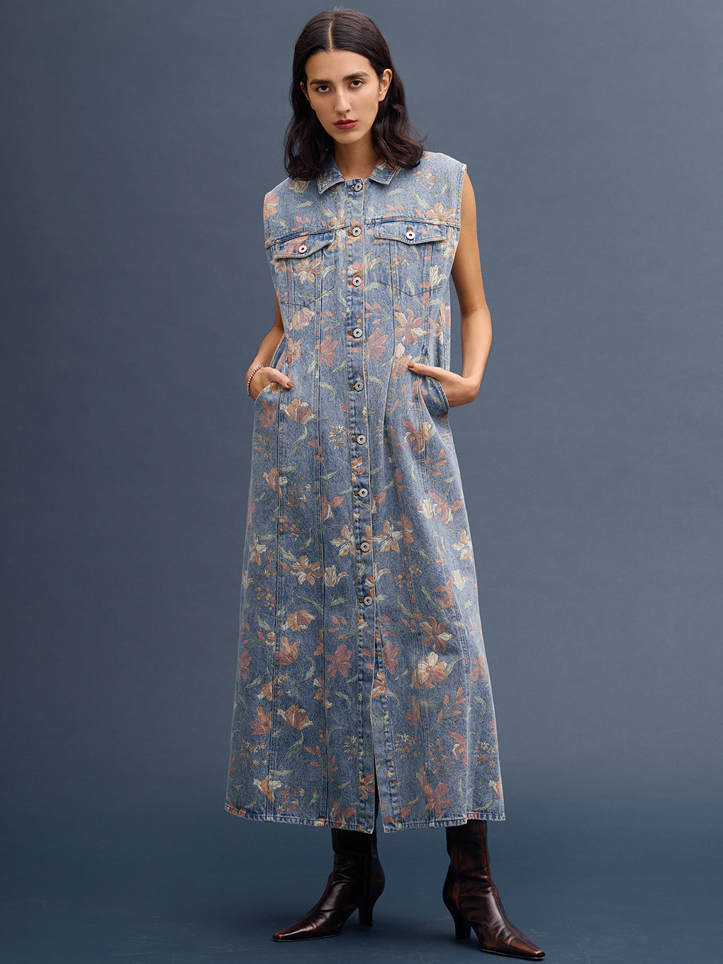 FIORE PRINT DENIM DRESS 