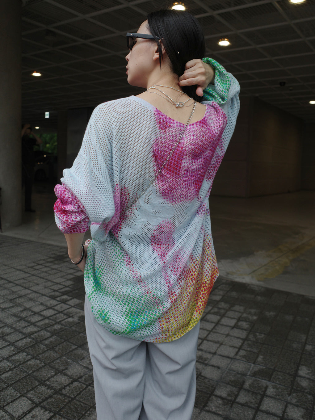 LOW RESOLUTION FLOWER KNIT TOP